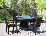 Outdoor Patio Resin Wicker Stacking Dining Arm Chair 5 Piece Set
