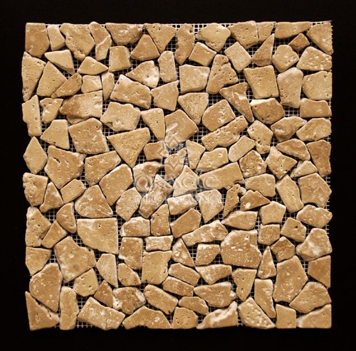 Noce Travertine Tumbled Arbitrary Pebble Mosaic Tile