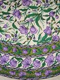 French Floral Tablecoth-66 Inch Round-Emerald & Purple