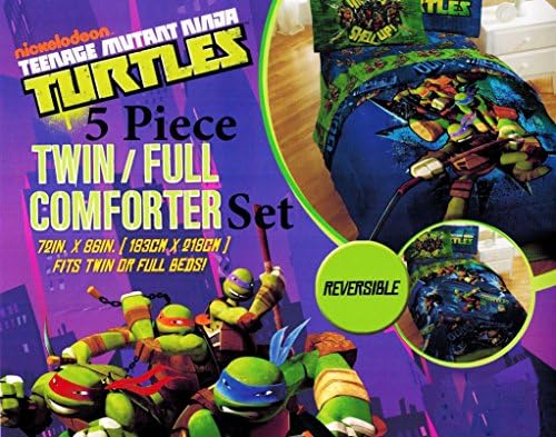 Nickelodeon Teenage Mutant Ninja Turtles Twin Reversible Comforter and Sheet Set 4 piece 100% Polyester Microfiber