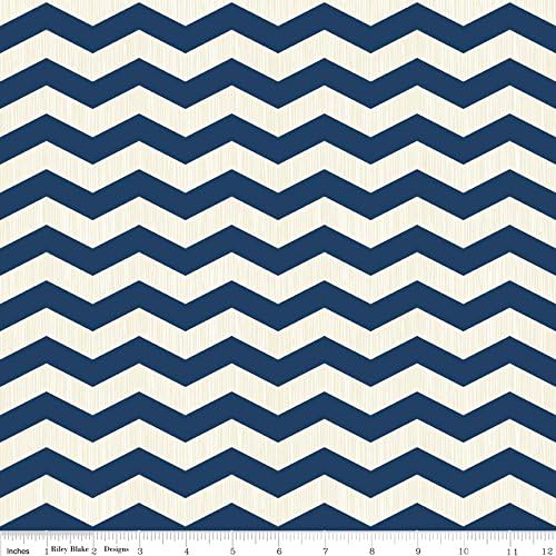Trendsetter - Chevron Blue and White (C3992-NAV) 1/2 yard 44" wide