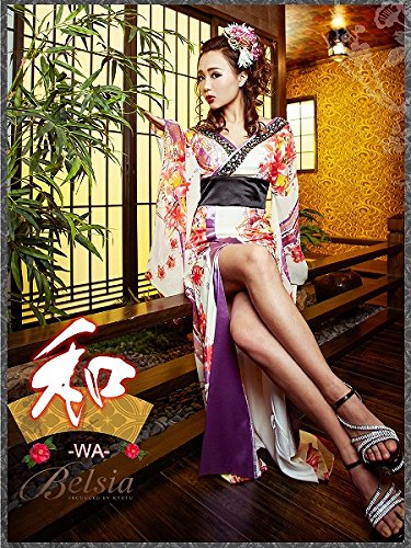 【リクエスト殺到につきLサイズ追加!!】【BELSIA】癒し和美人*高級花魁和柄ロングドレス/着物ドレス(M/L)*bs4320-kd