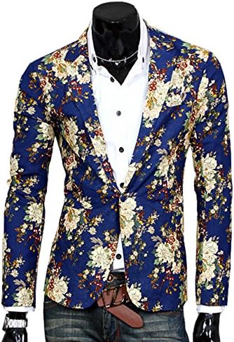 Diorot Mens Floral One Button Suit Jacket