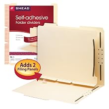 Smead Self-Adhesive Folder Dividers with Twin-Prong Fasteners, Letter Size, Manila, 25 per Box (68025)
