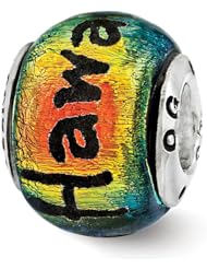 Sterling Silver Reflections Hawaii Orange Dichroic Glass Bead