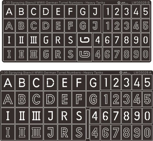 Alliance Model Works 1:35 German Large Numbers Letters Stencil Mask LW35028