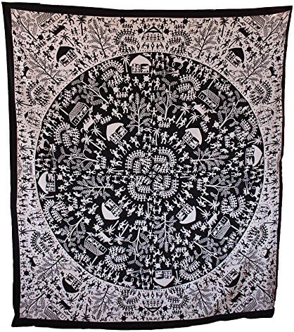 Handicrunch Hippie Mandala Tapestry, Black Tapestry Wall Hanging, Indian Tapestry,...