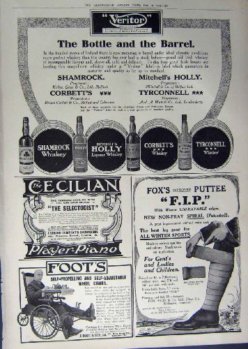 1912 ADVERTISEMENT WHISKY VERITOR FOX PUTTEE WHEELCHAIR
