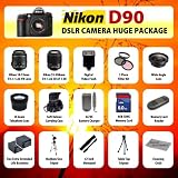 Nikon D90 SLR Digital Camera with 18-55mm VR Lens and 55-200mm VR Lens + Huge Accessories Package Including Wide Angle Macro Lens + 2x Telephoto + 3 Pc Filter KIT + 8gb Sdhc Memory Card + 2x Extended Life Batteries + Carrying Case + Tripod + Monopod & Much More