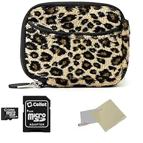 BROWN Leopard Animal Design Water Resistant Protective and Durable Carrying Sleeve Case For Sony Alpha Series NEX-5 / NEX-C3 Point And Shoot Digital Camera + Includes a 16GB Micro SD Card with SD Adaptor + Includes a Universal Anti-Glare Screen Protector Guard