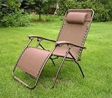 Extra Wide Brown Patio Recliner Folding Lounge Chair - 2011