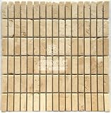 5/8 X 2 Light Tumbled Travertine Strip Mosaic Tile