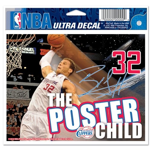 LOS ANGELES CLIPPERS BLAKE GRIFFIN 4.5"X6" CAR WINDOW CLING DECAL