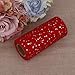 FENICAL Sequin Roll Spool Tulle Roll Gift Wrap for Wedding Christmas Party Decoration 6 Inch 25 Yard (Red)