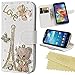 LG G Stylo Case, EBEST Handmade Bling Crystal Rhinestone Folio Wallet Stand PU Leather Case with Cash/Card Holder for LG G Stylo, H631, MS631, LS770, Bear Tower