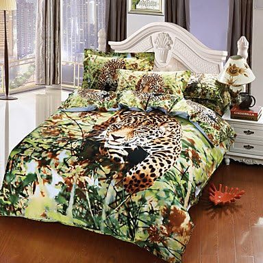 Quilt cover Jungle Leopard New Arival Luxury 3D Pattern Bedding Sets Duvet Cover Sets, Queen Size , queen