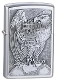 Zippo Harley-Davidson Full Faced Eagle Emblem Lighter (Silver, 5 1/2 x 3 1/2 cm)