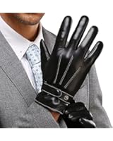 Best Winter Mens Leather Gloves Made of Australia Lambskin Drive/work/motorcycle Riding/cycling（Fleece Lining）