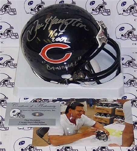 Dan Hampton Autographed/Hand Signed Chicago Bears Mini Helmet with HOF & Danimal Inscription