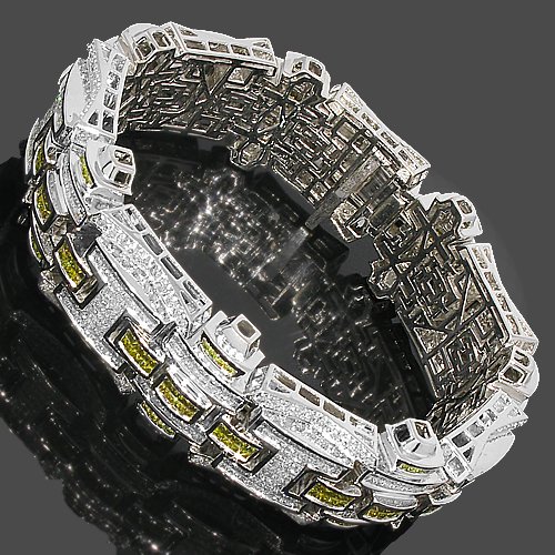 14K White Gold Mens Diamond Bracelet 25.70 Ctw