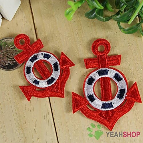 Iron on Fabric Patches - Red Anchors - Set of 2 - FP79