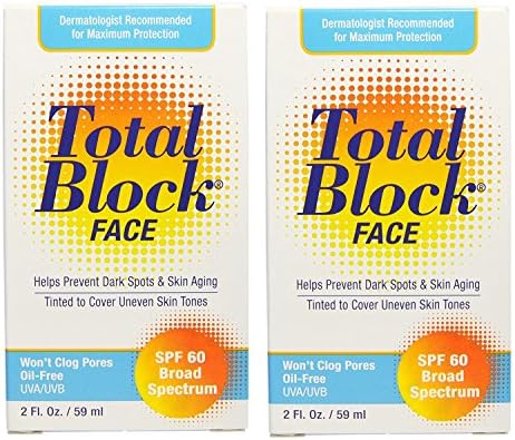 Fallene Total Block Face UVA/UVB Complete Broad Spectrum Sun Protection, SPF 60 Tinted, 2 oz (Set of 2)
