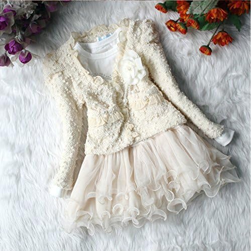 Baby Girls Cardigan Tutu Dress Outfit Clothing 2 Piece (3-4 Years, White)