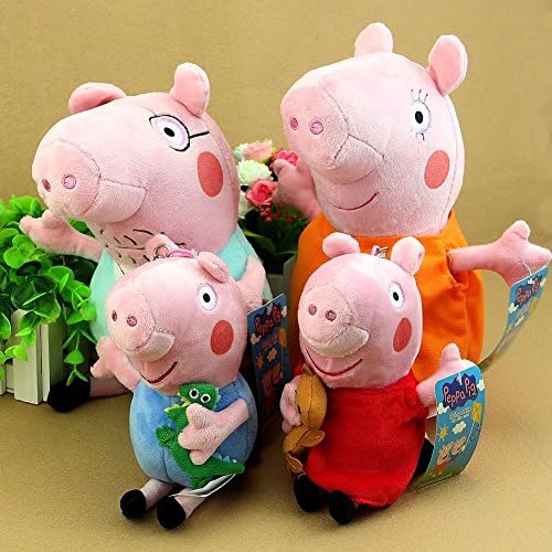 CosyDeal Peppa Pig Family Plush Toy 4pcs Set 7.5-12" Small Size