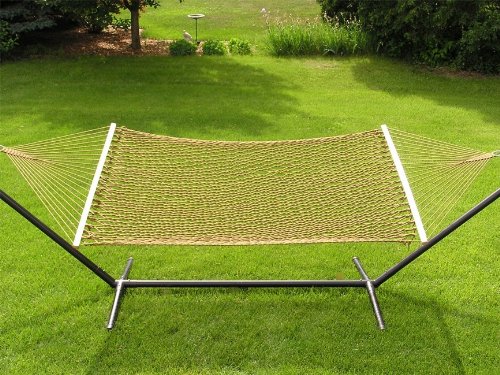 Extra Large Deluxe 2 Person Brown Rope Hammock 100% Soft Cotton Rope