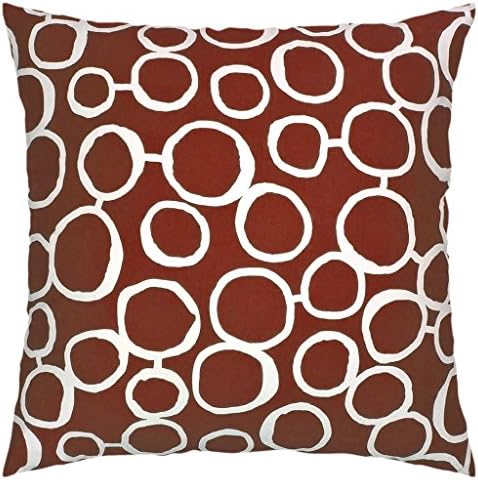 Cotton Canvas Circle Two Side Square Accent Decorative Throw Pillow Cover (Brown/White for 26 x 26 Inserts)