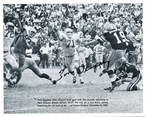 Tom Dempsey Autographed/Hand Signed 8x10 Photo (James Spence)
