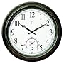 Chaney Instrument 18-Inch Aged Metal Clock and Thermometer