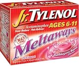 Tylenol Jr. Fever Reducer/Pain Reliever Meltaways, Ages 6 to 11, 160 mg, Bubblegum Burst, 24-Count Boxes (Pack of 4)