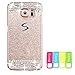 Berry Accessory(TM) Beauty Luxury Diamond Hybrid Glitter Bling Hard Shiny Sparkling with Crystal Rhinestone Cover Case for Samsung Galaxy S6 edge Plus + Berry logo stand holder (Gold + Bling)