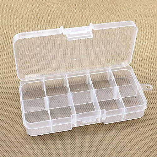 Fucool Plastic 10 Grid Adjustable Jewelry box Portable Storage Organizer Container Case (White)