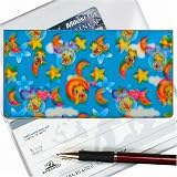 Lenticular Check Book Cover, 3D, CARTOON SKY WALKER , STARS, MOON, YELLOW, BLUE R-DXX1-CBC
