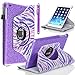 Style4U iPad Mini Case, [Everlasting Shine] Colorful Zebra Design 360 Rotating PU Leather Stand Bling Case Cover with Auto Sleep/Wake Function for iPad Mini/iPad Mini 2/3 with 1 Stylus [Purple]