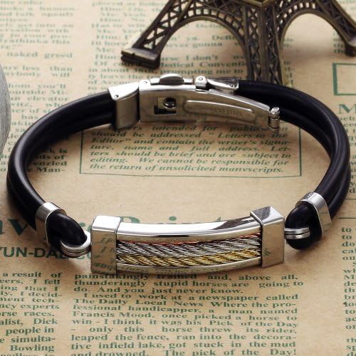 Superior Trade Fashion Jewelry Genuine Silicon Bracelet Wristband Men's Gift Never Fade 8.6 Inch Length New Design Clasp Bangle