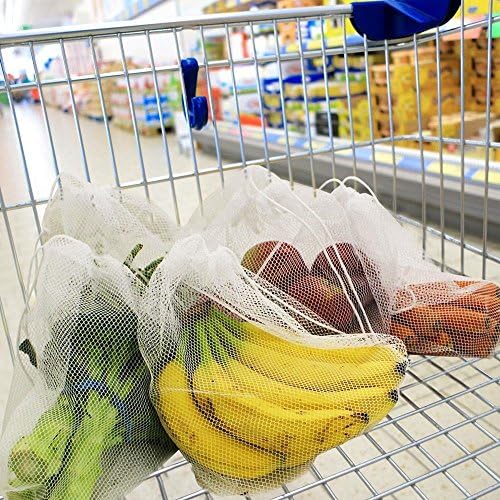 LovIT Reusable Produce Bags -- Set of See Through Mesh Grocery Bags for Grocery Shopping, Fresh Produce Storage, Or Even Laundry or Travel - Washable and Eco Friendly!