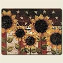 SUNFLOWER American Flag red white and blue Patriotic large 15 inch TEMPERED GLASS CUTTING BOARD Kitchen Cooking Home Lodge Decor