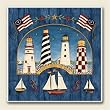 AbsorbaStone Coaster set~ Lighthouses ~ 4 Tile Drink Coasters ~ code 432C