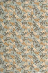 2'6" x 4'3" Rectangular Oscar Isberian Rugs Area Rug Sky Blue Color Hand Hooked China "Martha Stewart Collection"