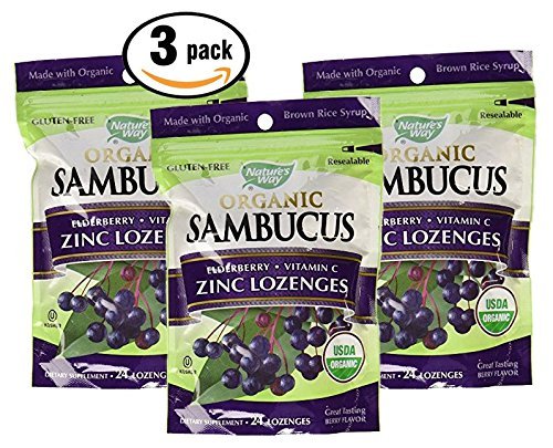 Natures Way Sambucus Organic Zinc Lozenges with Elderberry and Vitamin C, 24 Count Natures Way Sambucus Organic Zinc Lozenges with Elderberry and Vitamin C, 24 Count