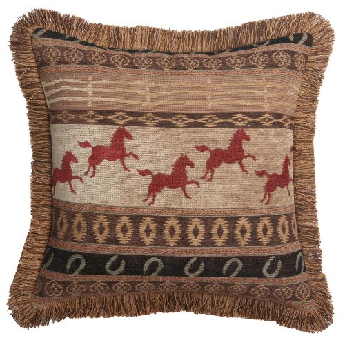 Rugged Browns with Horse Silhouettes 18 x 18 Clovis Pillow