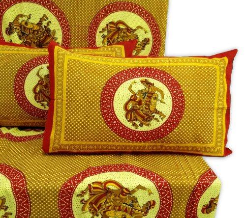 Brown Cotton 3pcs Set Bed Sheet Traditional Block Printed Flat Sheet Bedspreads Bed Cover India