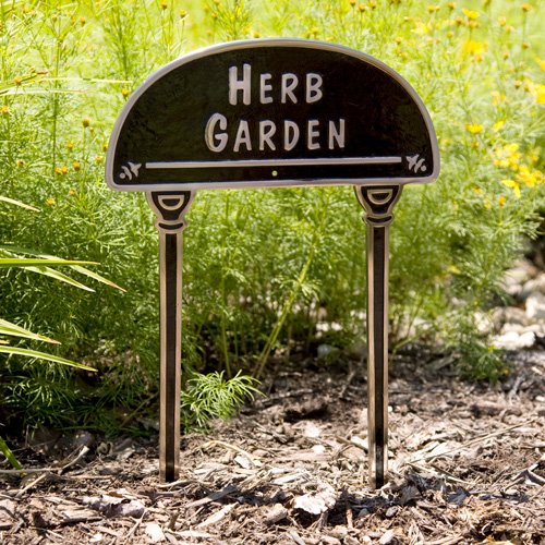 Herb Garden Yard Plaque - Antique Brushed Nickel