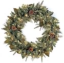 GKI Bethlehem Lighting Pre-Lit 30-Inch PE/PVC Christmas Christmas Wreath with 100 Clear Mini  , Green River Spruce