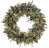 GKI Bethlehem Lighting Pre-Lit 30-Inch PE/PVC Christmas Christmas Wreath with 100 Clear Mini  , Green River Spruce