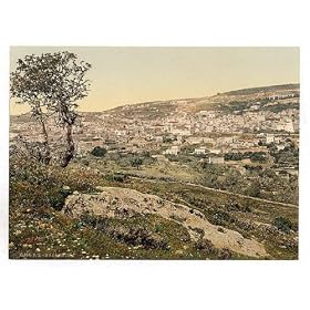 From the east, Nazareth, (i.e., Israel) Holy Land wall sized print (photochrom) photochrome measured in inches 18x24