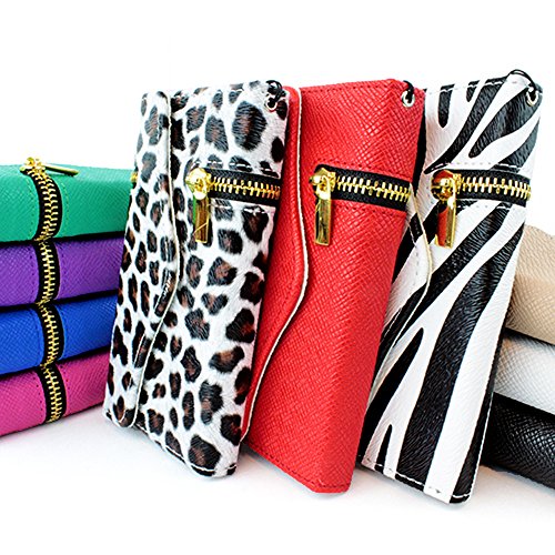 myLife (TM) Whip Cream White + Gold Zipper {Classy Design} Faux Leather (Card, Cash and ID Holder + Magnetic Closing + Hand Strap) Slim Wallet for the iPhone 5C Smartphone by Apple (External Textured Synthetic Leather with Magnetic Clip + Internal Secure Snap In Hard Rubberized Bumper Holder)